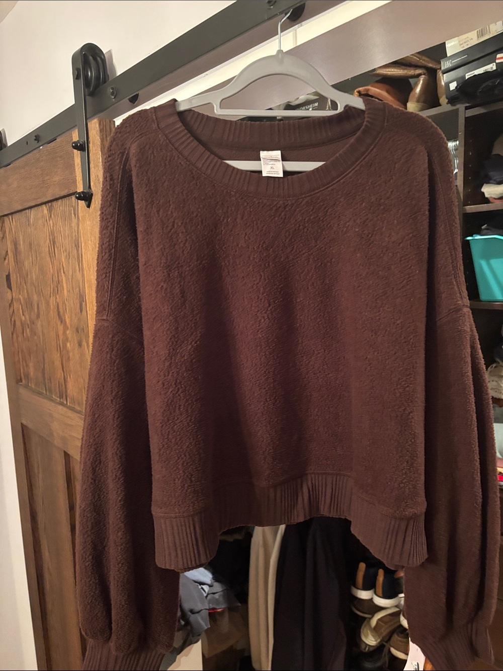 NWT AUDEN XL CROP LONG SLEEVE SUPER SOFT COZY in Brown